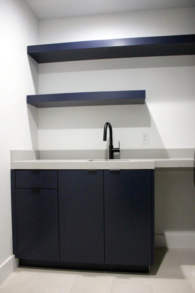 Laundry room modern blue cabinet