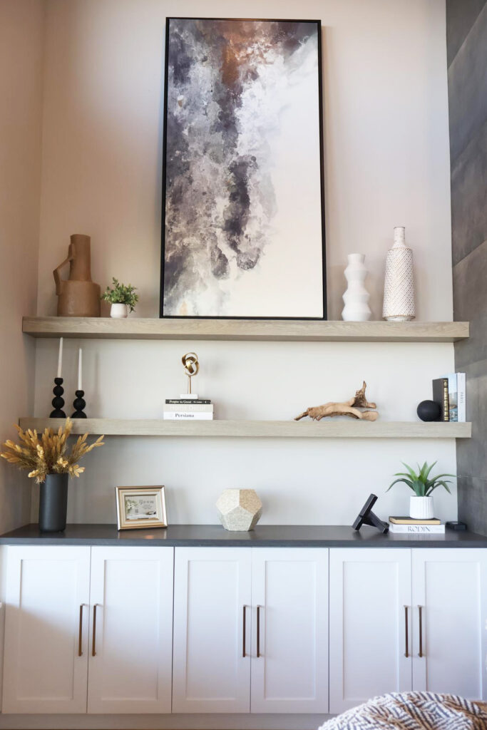 Decorative built-in wall to wall cabinet