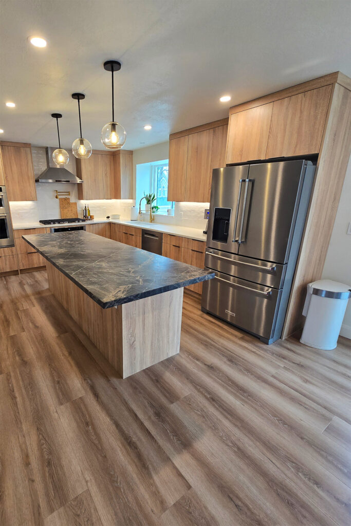 Full kitchen design by Vargas, cabinets and island
