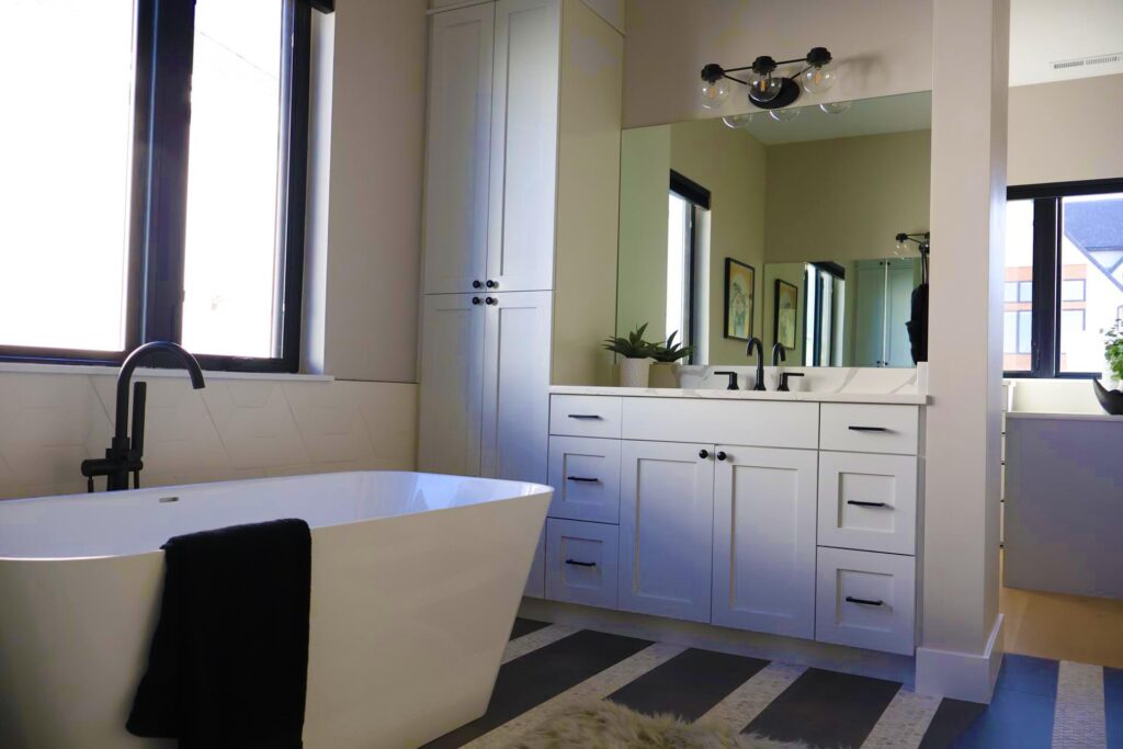 Bathroom Cabinets in white and gold